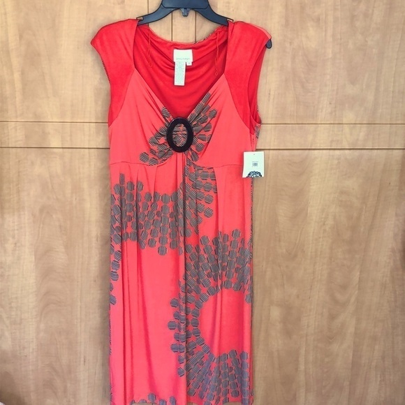 DONNA Morgan Ladies Dress Orange Print, Size 14 . NWT - Picture 2 of 9